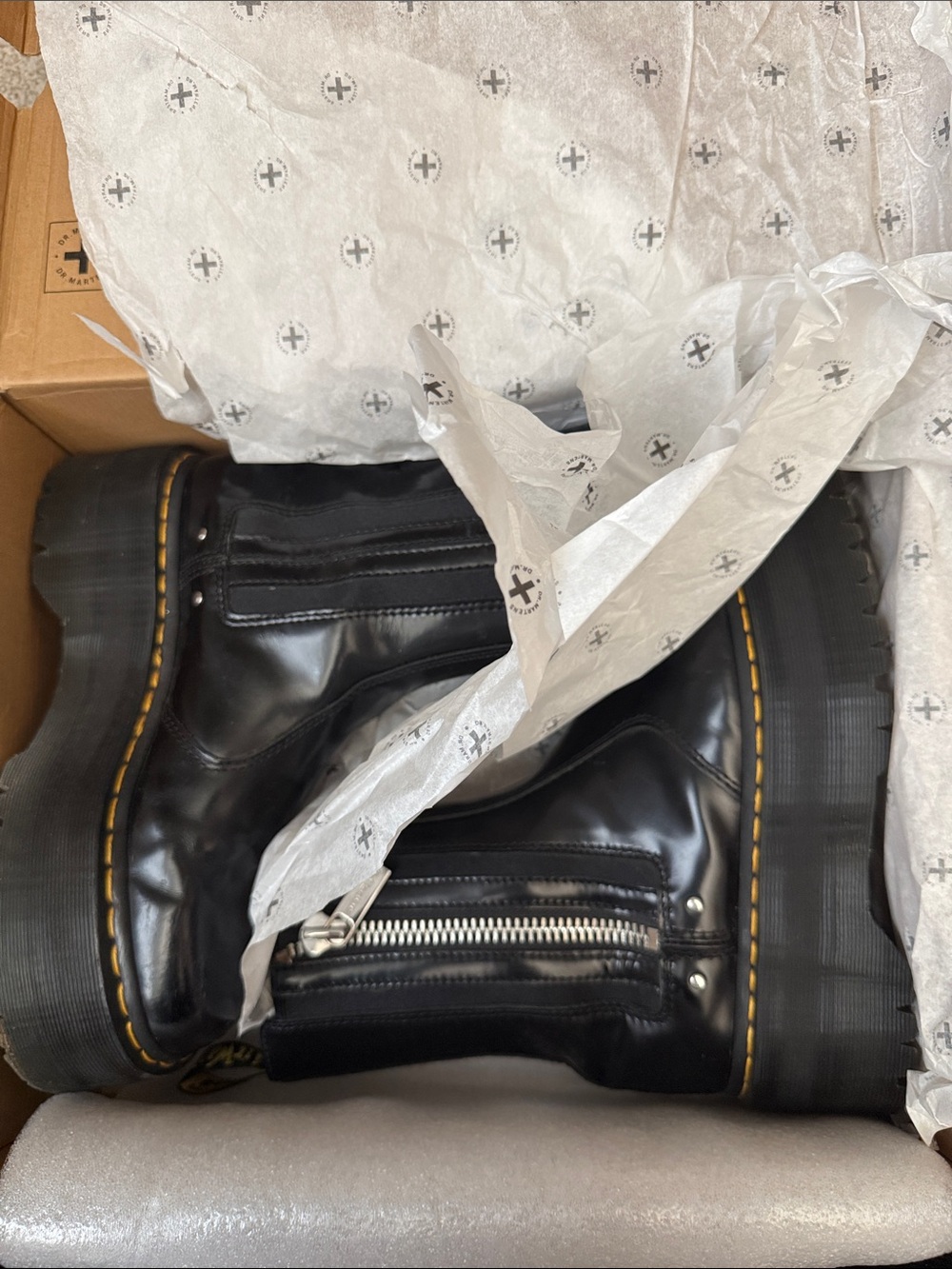 Dr. Martens platform patent leather boots